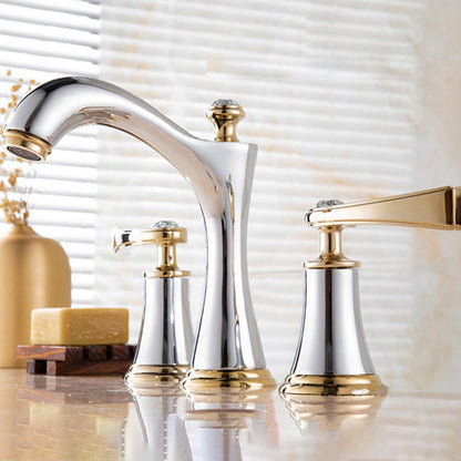 Modern Brass Vessel Sink Faucet Two Handle Low Arc