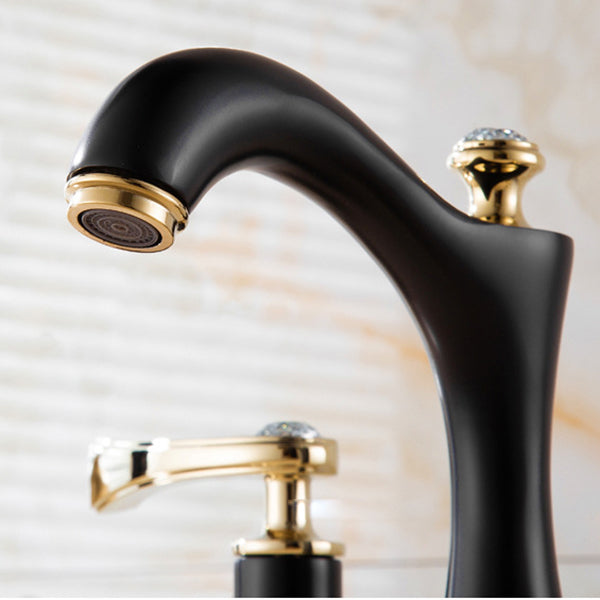 Modern Brass Vessel Sink Faucet Two Handle Low Arc