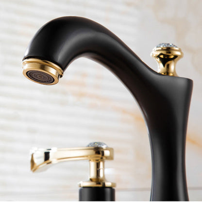 Modern Brass Vessel Sink Faucet Two Handle Low Arc