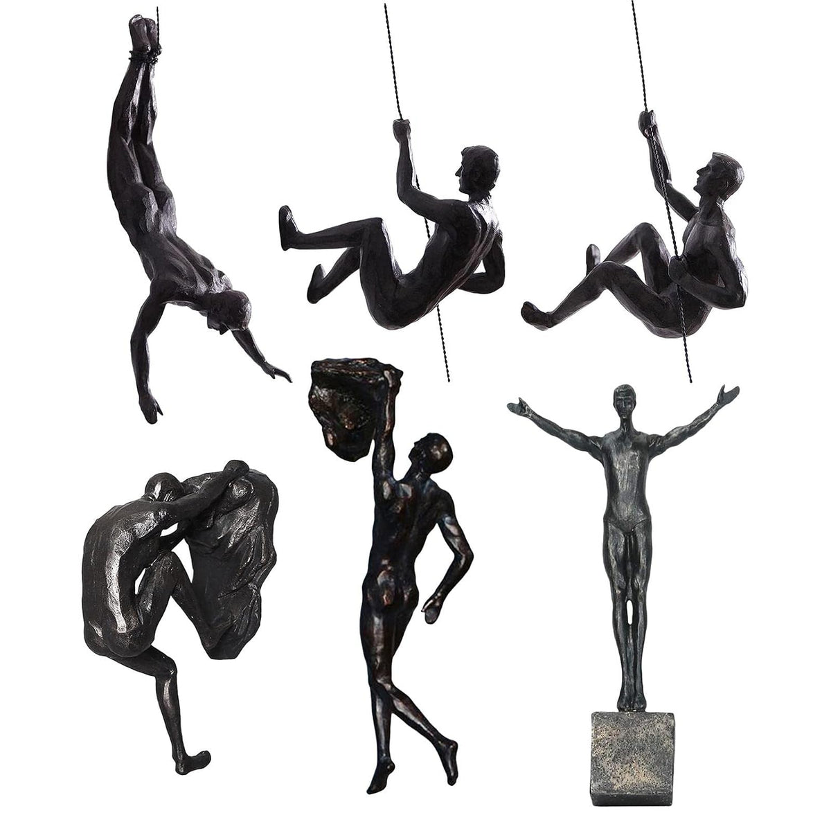 Modern Climbing Man Resin Wall Sculpture