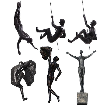 Modern Climbing Man Resin Wall Sculpture