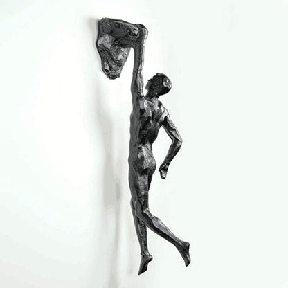 Modern Climbing Man Resin Wall Sculpture