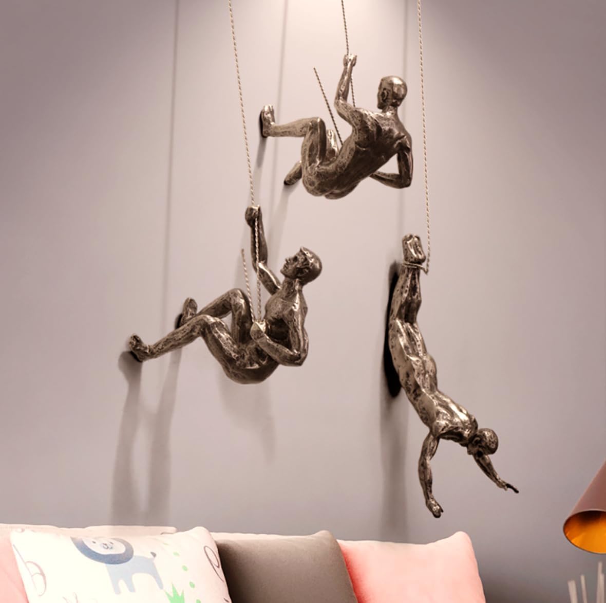 Modern Climbing Man Resin Wall Sculpture