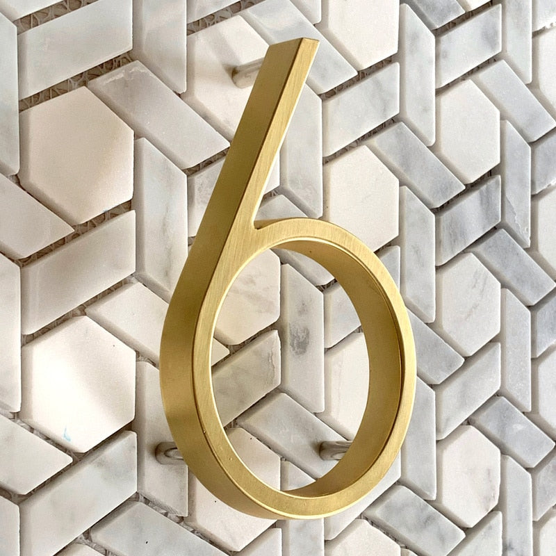 Modern Gold House Number Metal Address Sign