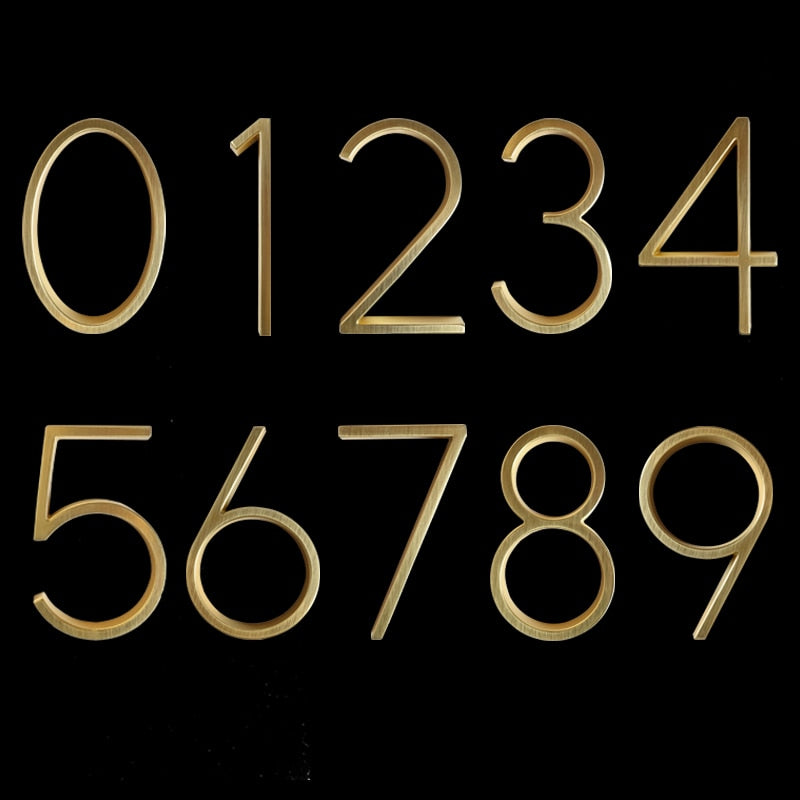 Modern Gold House Number Metal Address Sign