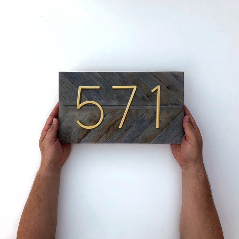 Modern Gold House Number Metal Address Sign