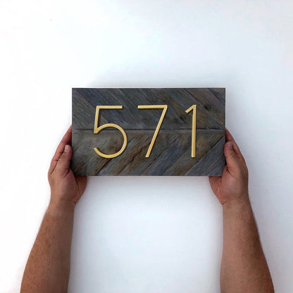 Modern Gold House Number Metal Address Sign