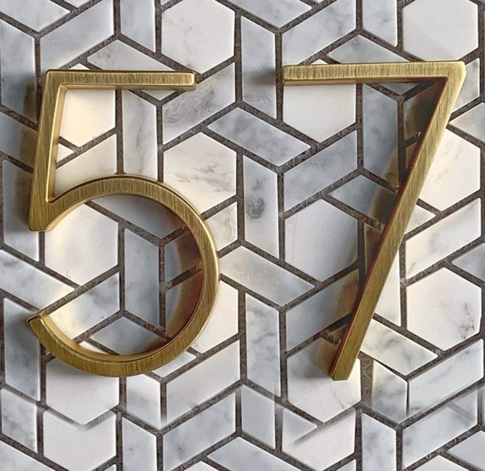 Modern Gold House Number Metal Address Sign