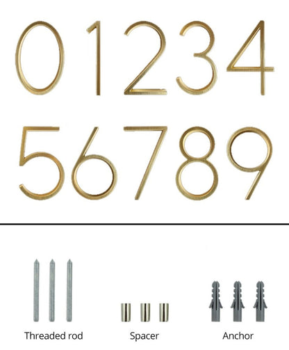 Modern Gold House Number Metal Address Sign