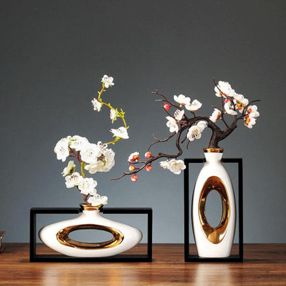 Modern Hollow Decorative Vase Gold Trim
