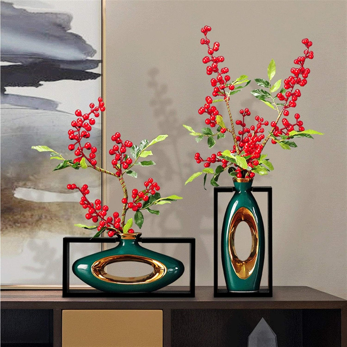 Modern Hollow Decorative Vase Gold Trim