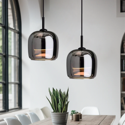 Modern Smoky Glass Pendant Ceiling Light for Kitchen Island Dining Room