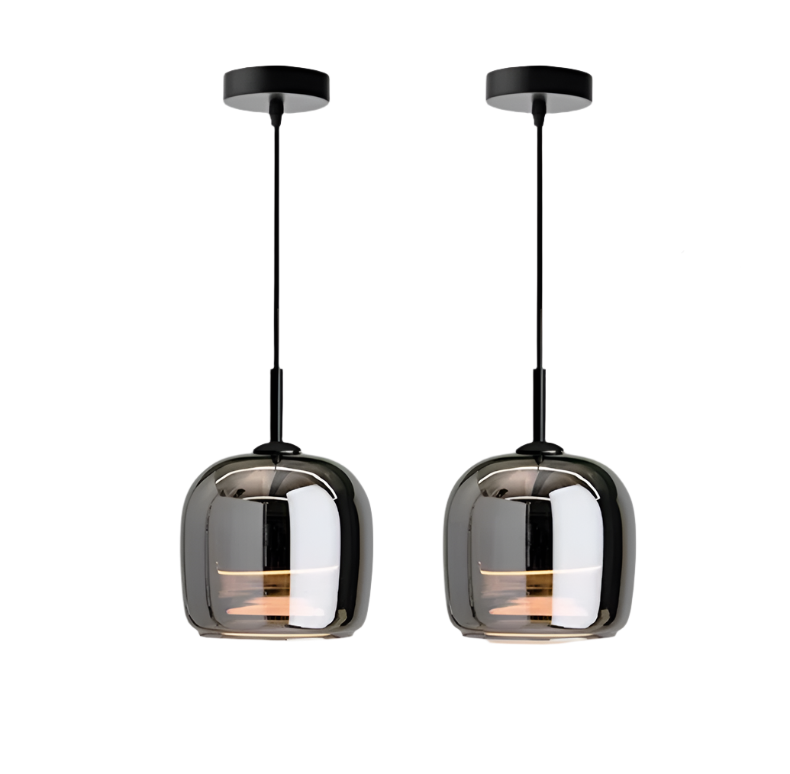 Modern Smoky Glass Pendant Ceiling Light for Kitchen Island Dining Room