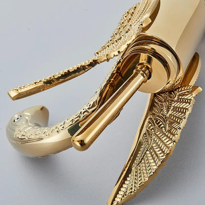 Modern Swan Style Gold Bathroom Sink Faucet