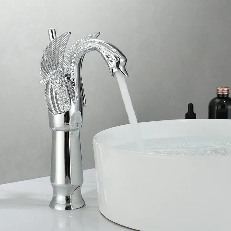 Modern Swan Style Gold Bathroom Sink Faucet