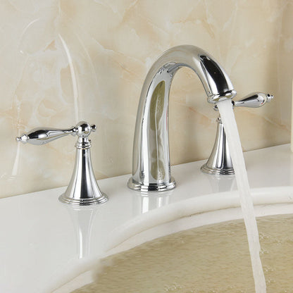 Modern Widespread Bathroom Faucet Double Handle Brass