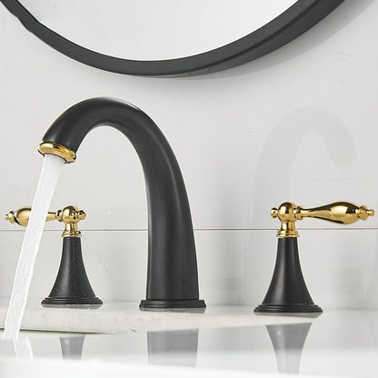 Modern Widespread Bathroom Faucet Double Handle Brass