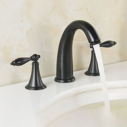 Modern Widespread Bathroom Faucet Double Handle Brass