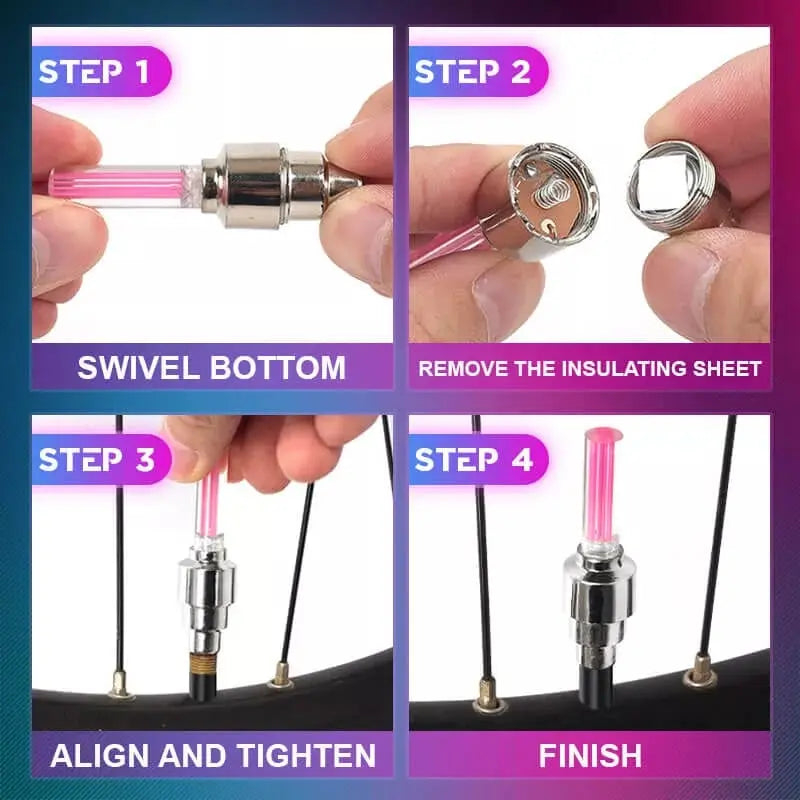 Motion Activated LED Valve Lights for Bicycles and Motorcycles