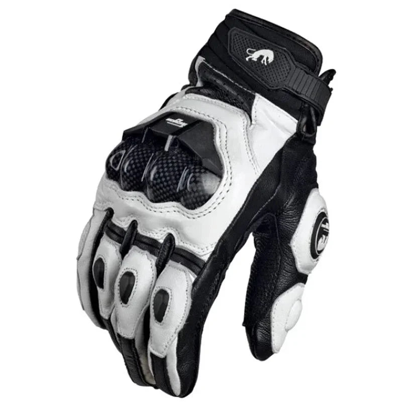 Motorcycle Riding Gloves Genuine Leather Carbon Knuckle Touchscreen
