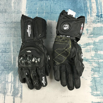 Motorcycle Riding Gloves Genuine Leather Carbon Knuckle Touchscreen