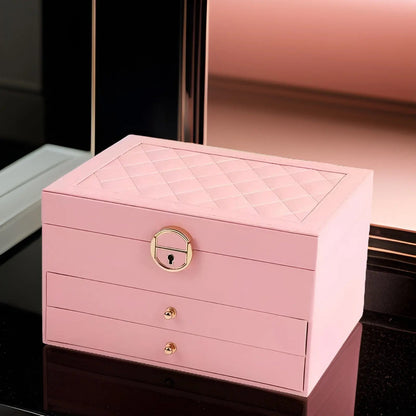 Multi Layer PU Leather Jewellery Box with Organizer Drawers