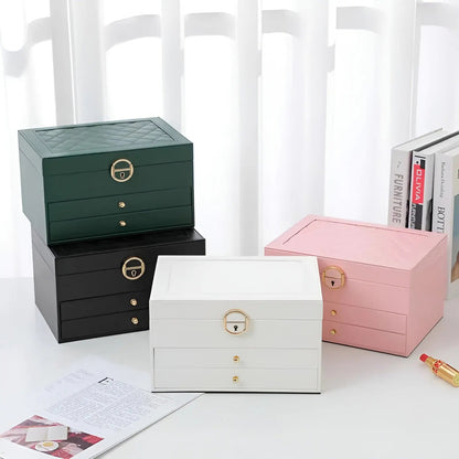 Multi Layer PU Leather Jewellery Box with Organizer Drawers