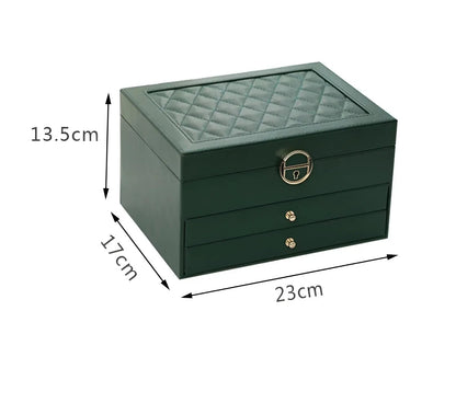 Multi Layer PU Leather Jewellery Box with Organizer Drawers