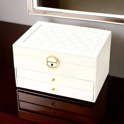 Multi Layer PU Leather Jewellery Box with Organizer Drawers