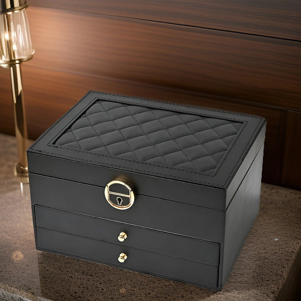 Multi Layer PU Leather Jewellery Box with Organizer Drawers