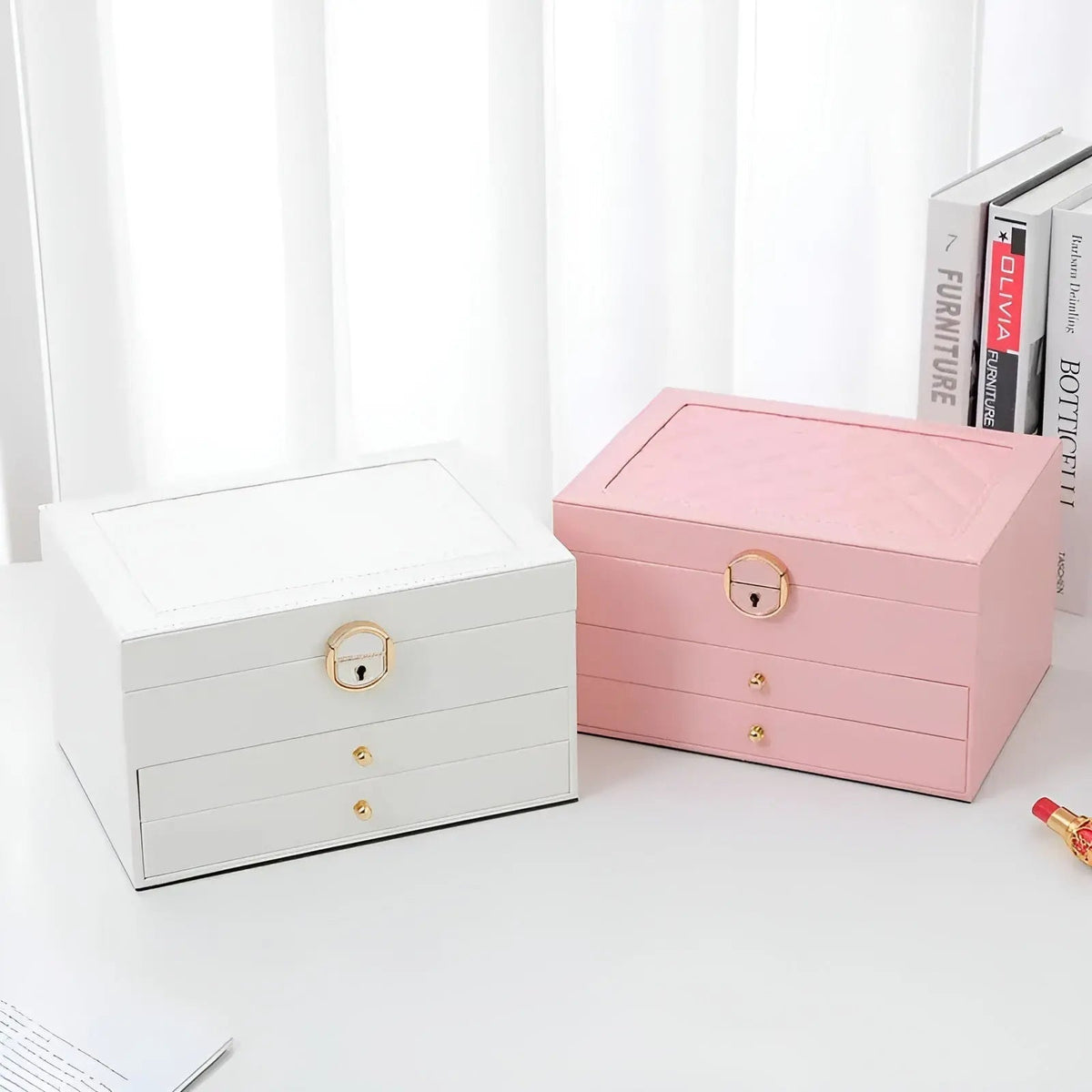 Multi Layer PU Leather Jewellery Box with Organizer Drawers
