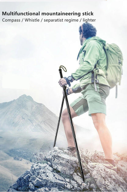 Multifunctional Foldable Hiking Stick Aluminum Alloy Trekking Pole