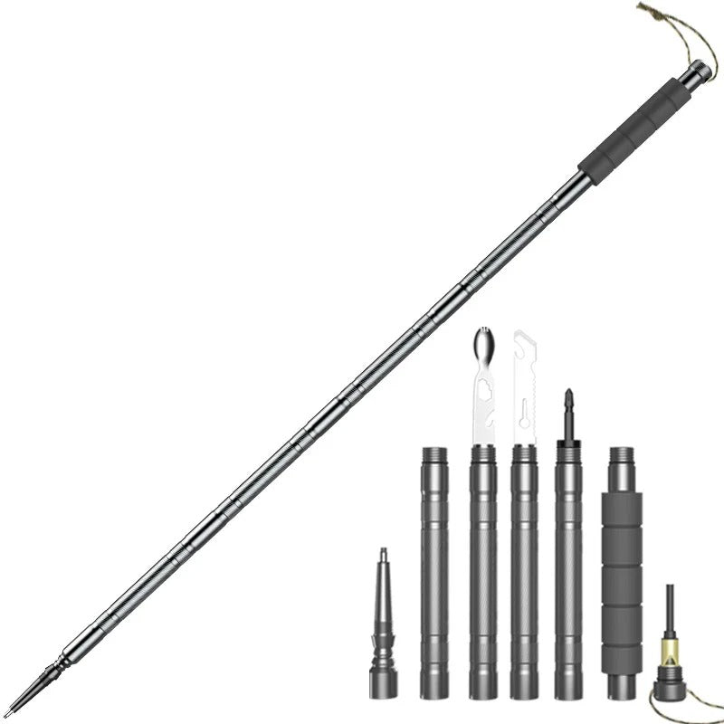 Multifunctional Foldable Hiking Stick Aluminum Alloy Trekking Pole