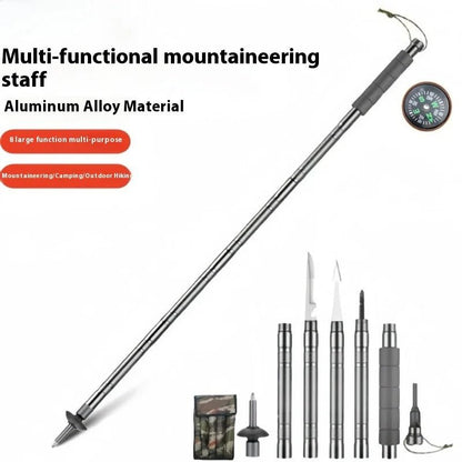 Multifunctional Foldable Hiking Stick Aluminum Alloy Trekking Pole