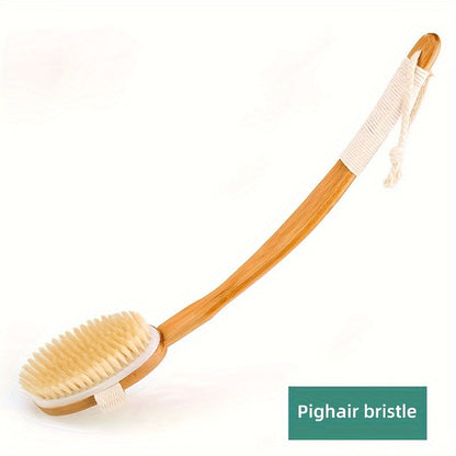 Natural Boar Bristle Back Bath Brush Long Handle