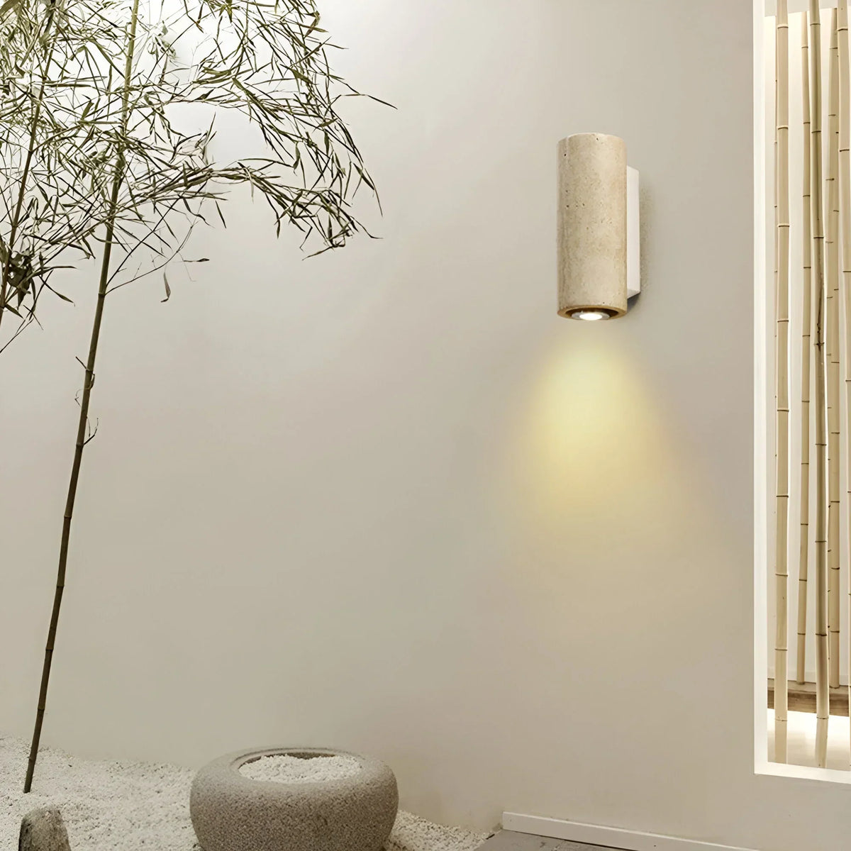 Natural Travertine LED Wall Light Modern Stone Sconce