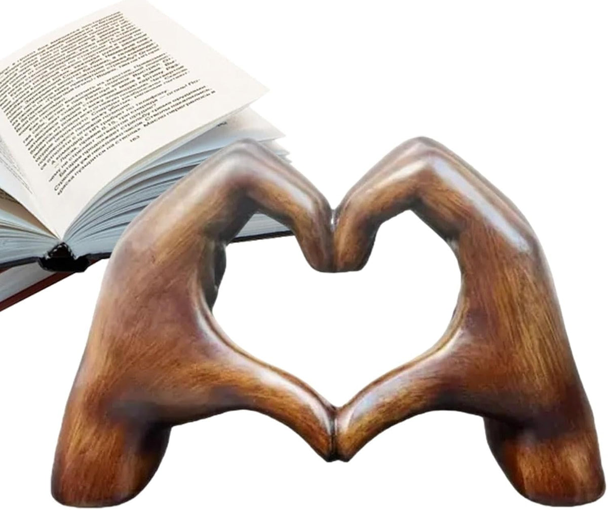 Natural Wood Grain Heart Sculpture Decorative Table Ornament