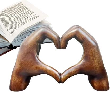 Natural Wood Grain Heart Sculpture Decorative Table Ornament