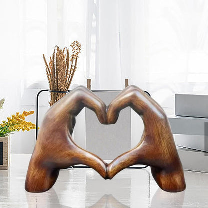 Natural Wood Grain Heart Sculpture Decorative Table Ornament