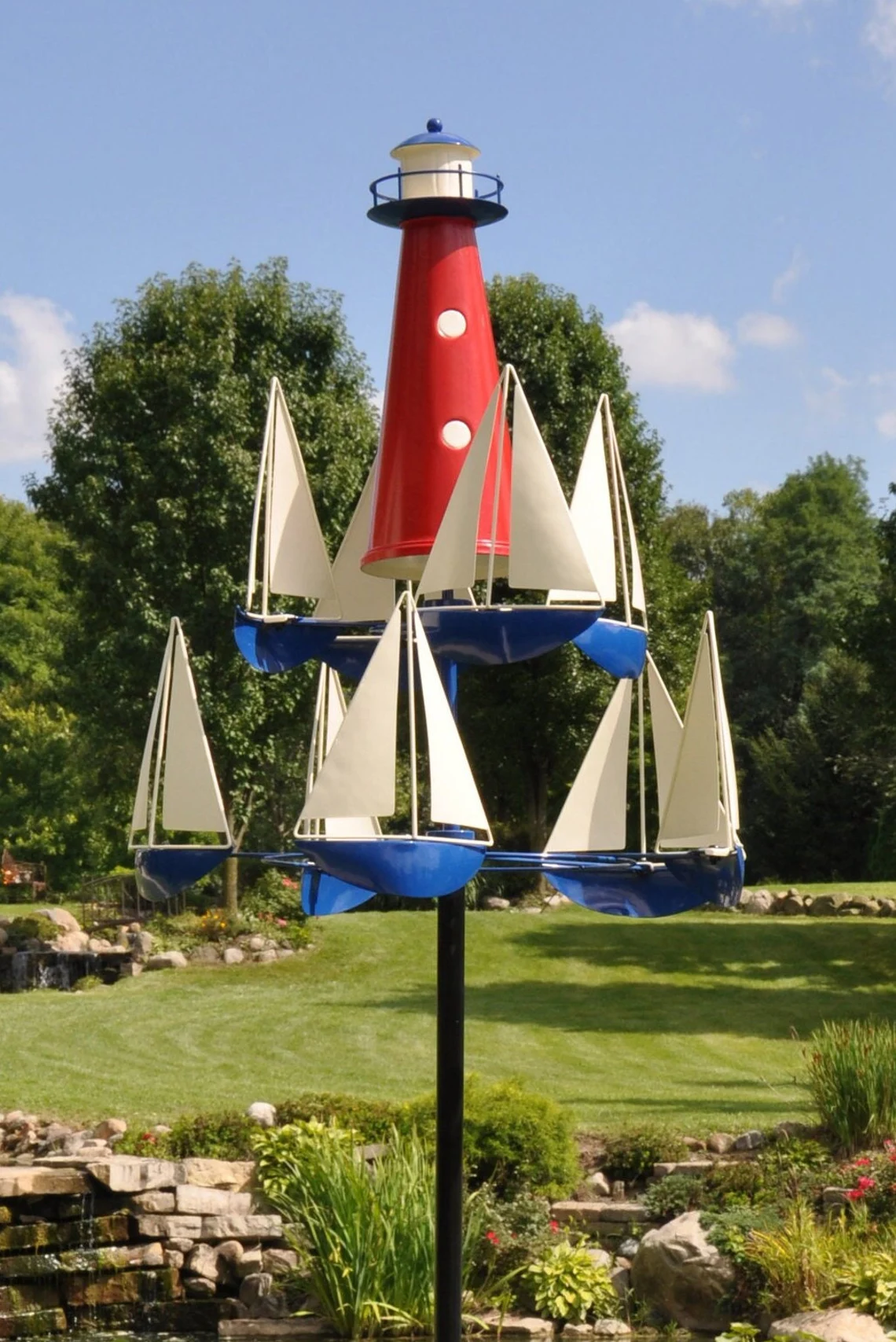 Nautical Kinetic Wind Spinner Metal Garden Sculpture