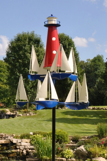 Nautical Kinetic Wind Spinner Metal Garden Sculpture