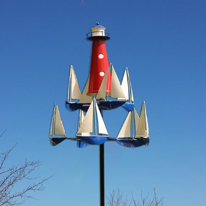 Nautical Kinetic Wind Spinner Metal Garden Sculpture