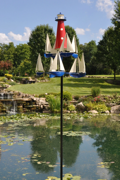 Nautical Kinetic Wind Spinner Metal Garden Sculpture