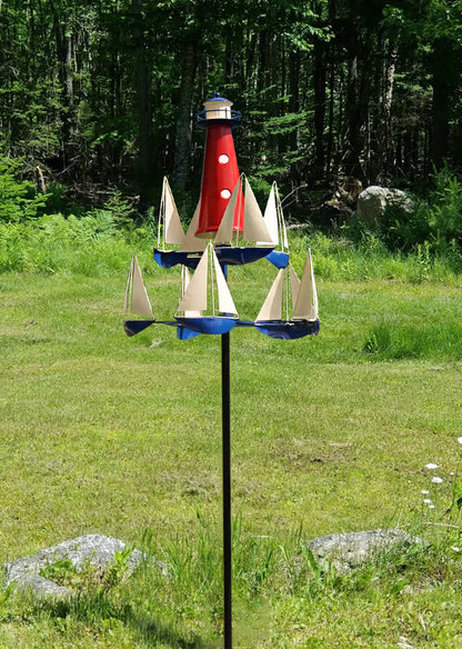 Nautical Kinetic Wind Spinner Metal Garden Sculpture