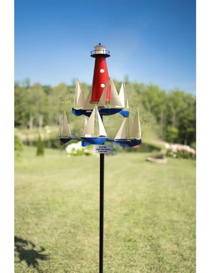 Nautical Kinetic Wind Spinner Metal Garden Sculpture