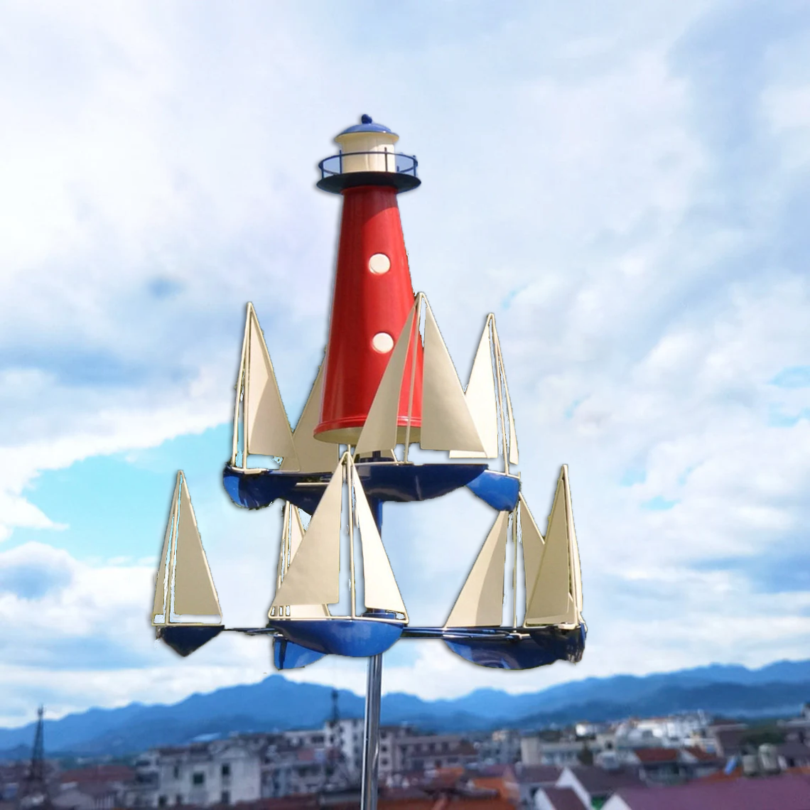 Nautical Kinetic Wind Spinner Metal Garden Sculpture