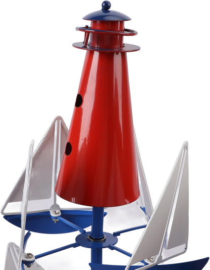 Nautical Kinetic Wind Spinner Metal Garden Sculpture