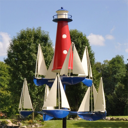 Nautical Kinetic Wind Spinner Metal Garden Sculpture