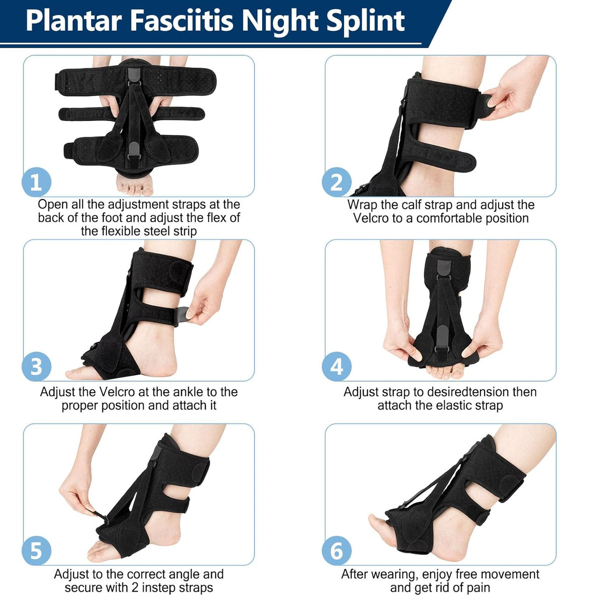 Night Splint for Plantar Fasciitis Adjustable Foot Support Brace