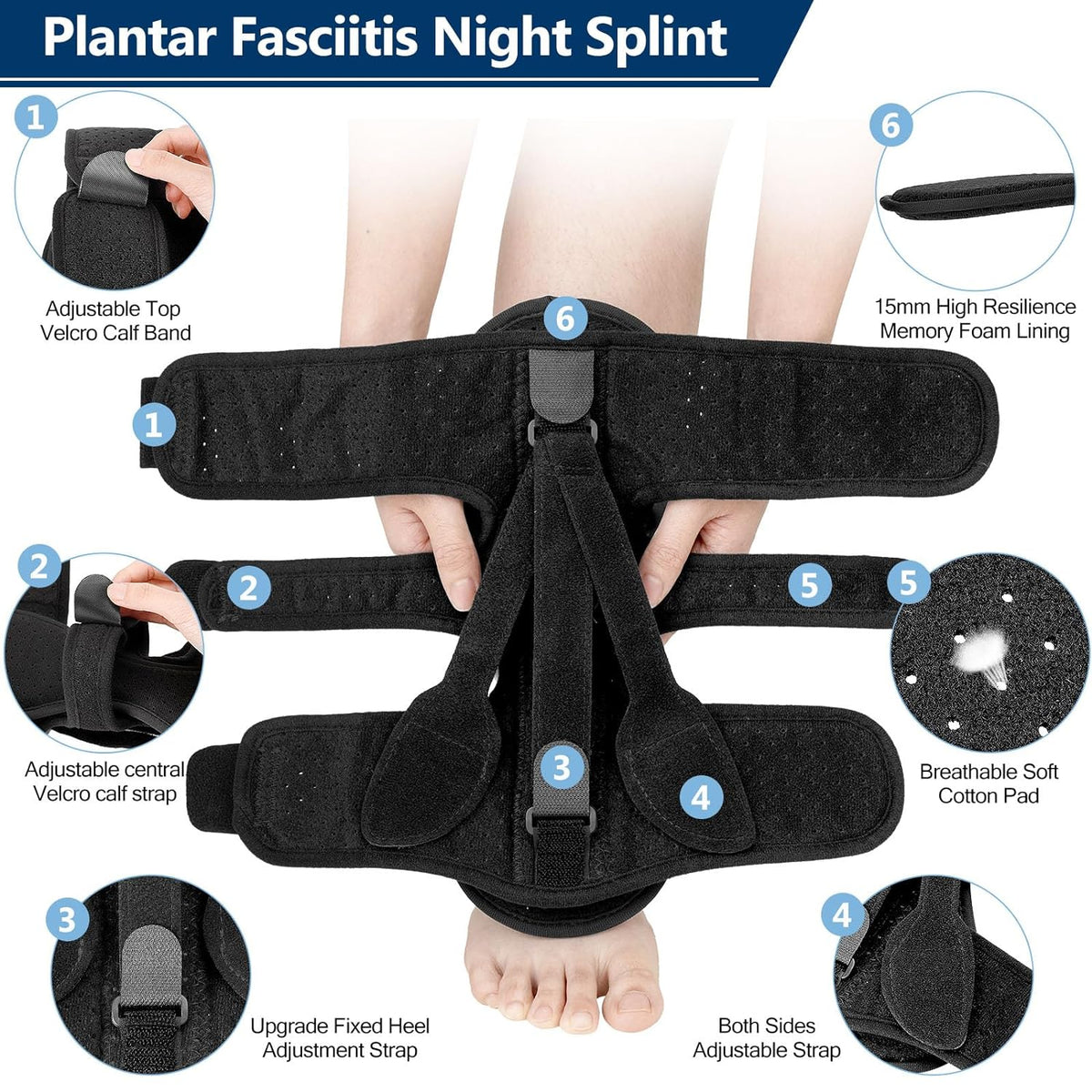 Night Splint for Plantar Fasciitis Adjustable Foot Support Brace
